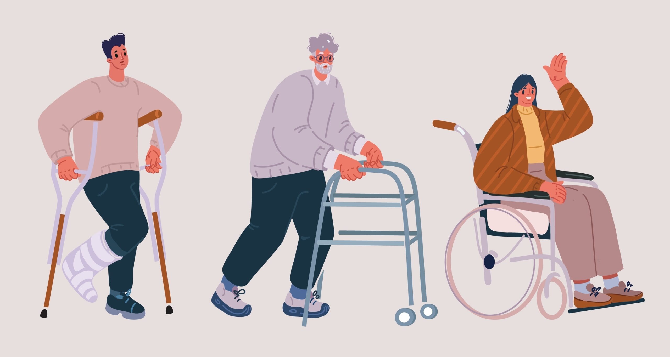 Cartoon,Vector,Illustration,Of,People,With,Disability,,Therapy,,Reabilitation.,Man